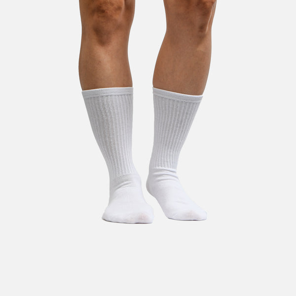 Load image into Gallery viewer, Plain white ribbed socks
