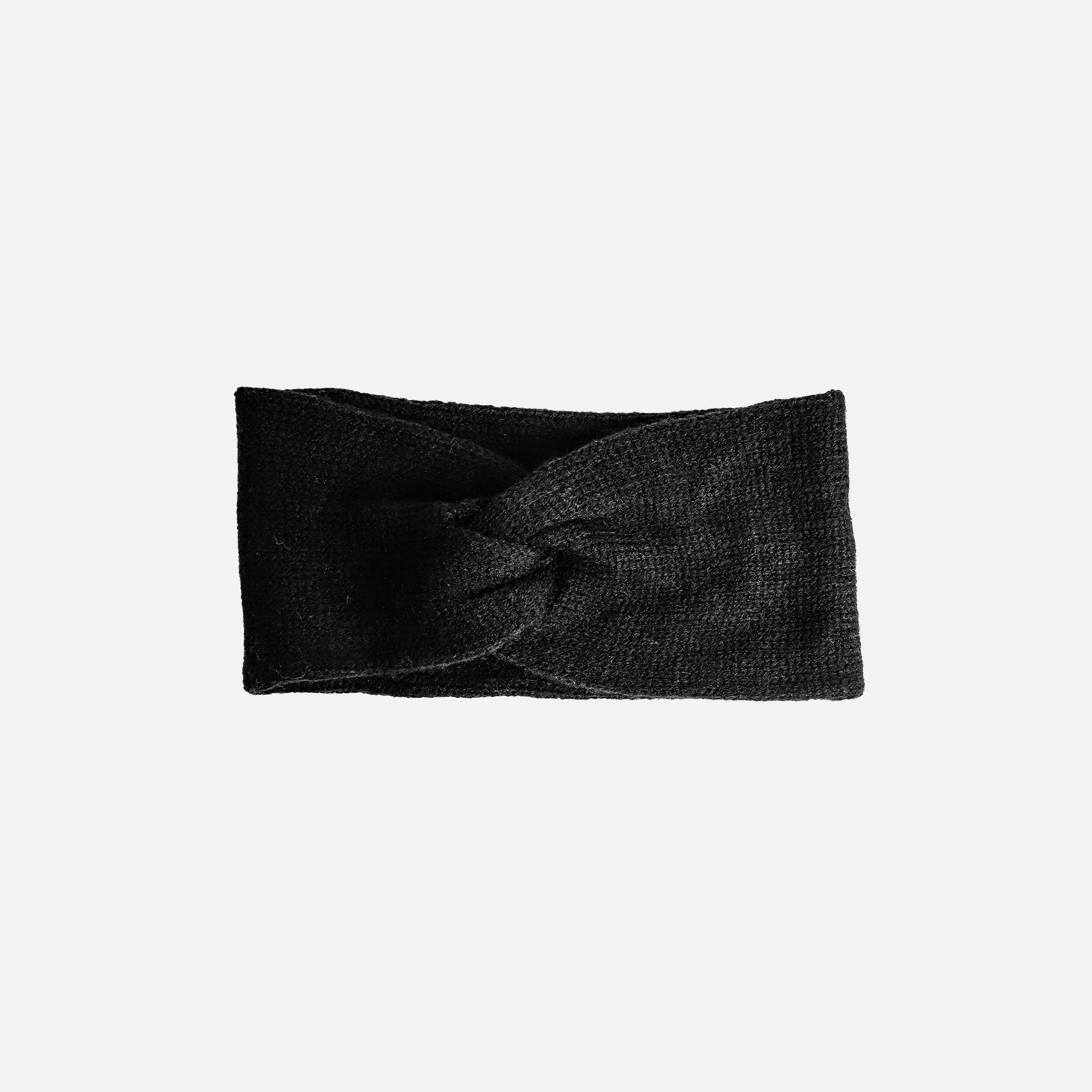 Bandeau noir torsadé en tricot – Bizou