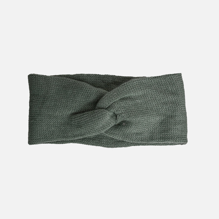 Bandeau vert torsadé en tricot