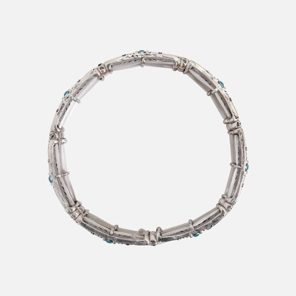 Charger l&#39;image dans la galerie, Bracelet large avec motifs et détails turquoise

