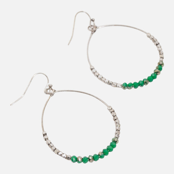 Load image into Gallery viewer, Earrings with silver and green beads
