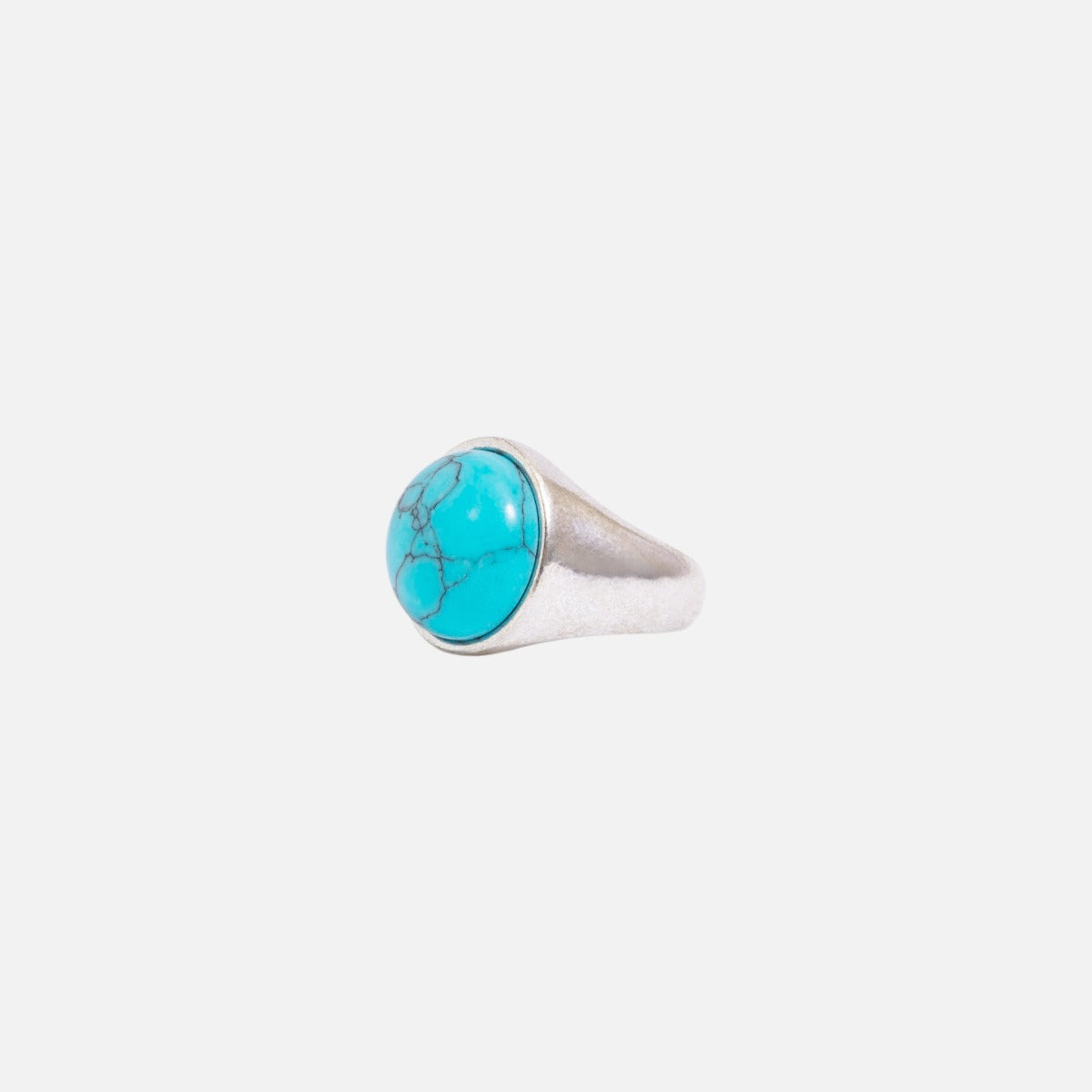 Silvered ring with blue stone