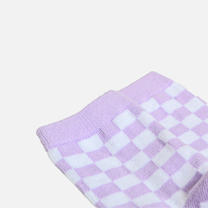 Purple checkerboard socks for children