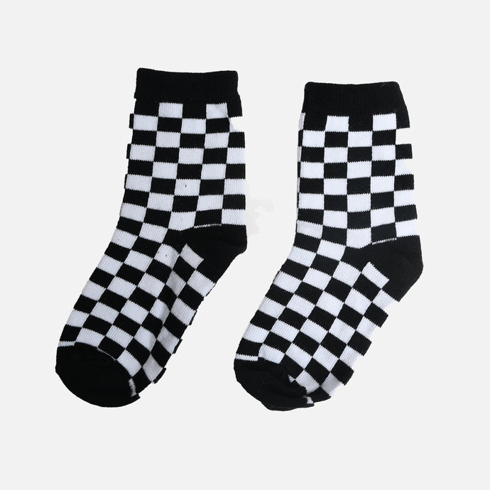 Black checkerboard socks for children