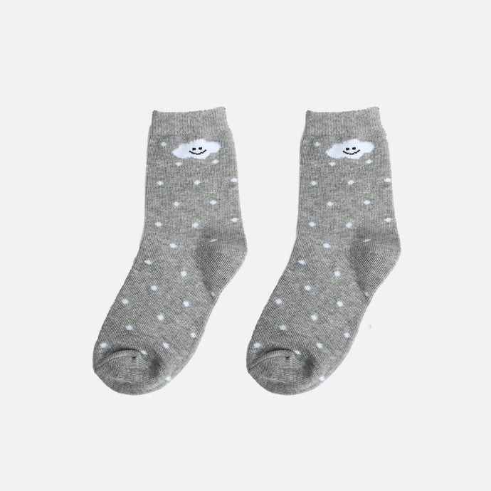 Bas pour enfants gris avec pois et nuage