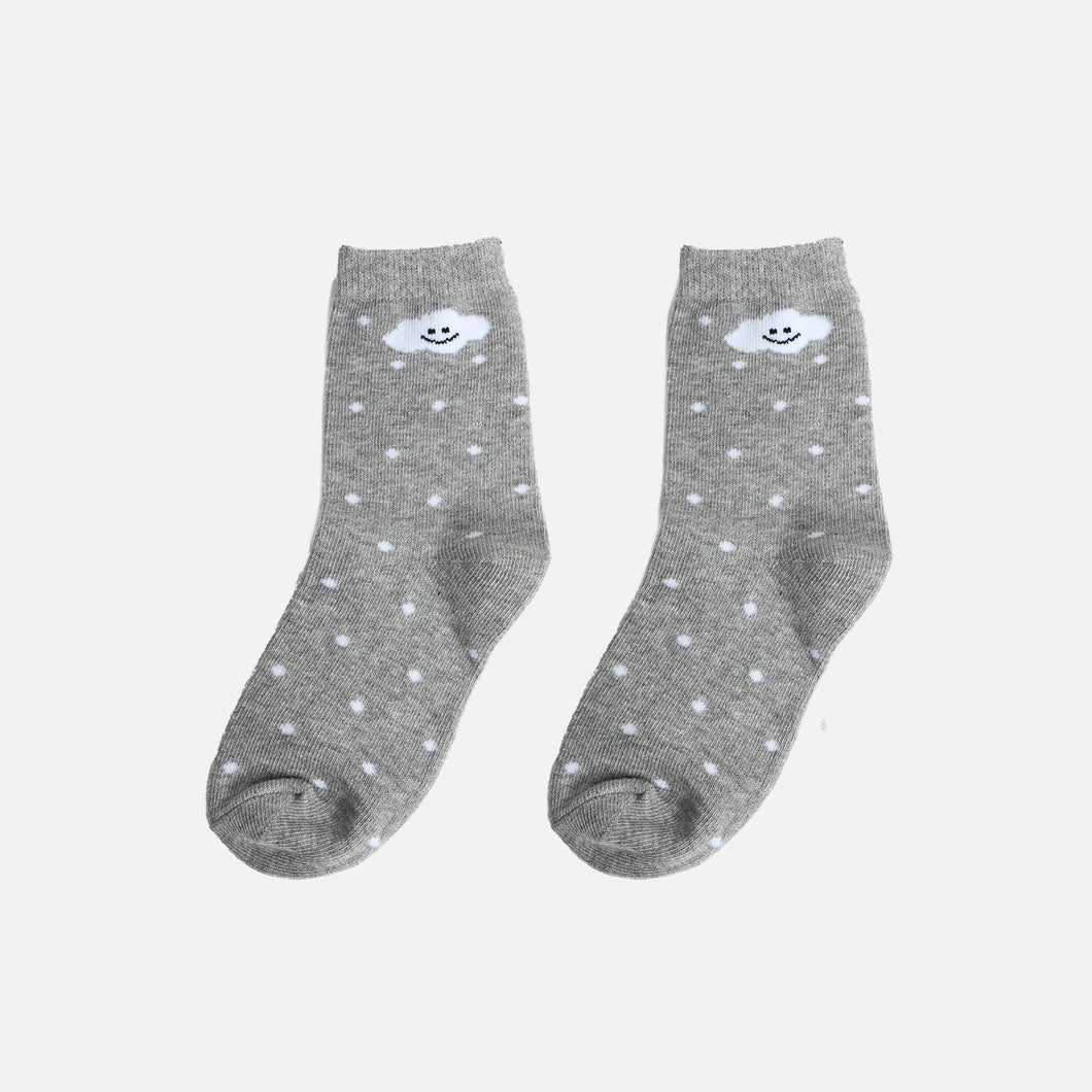 Grey socks with dots and cloud for children