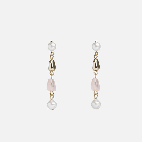 Load image into Gallery viewer, Long earrings with white pearls and stones
