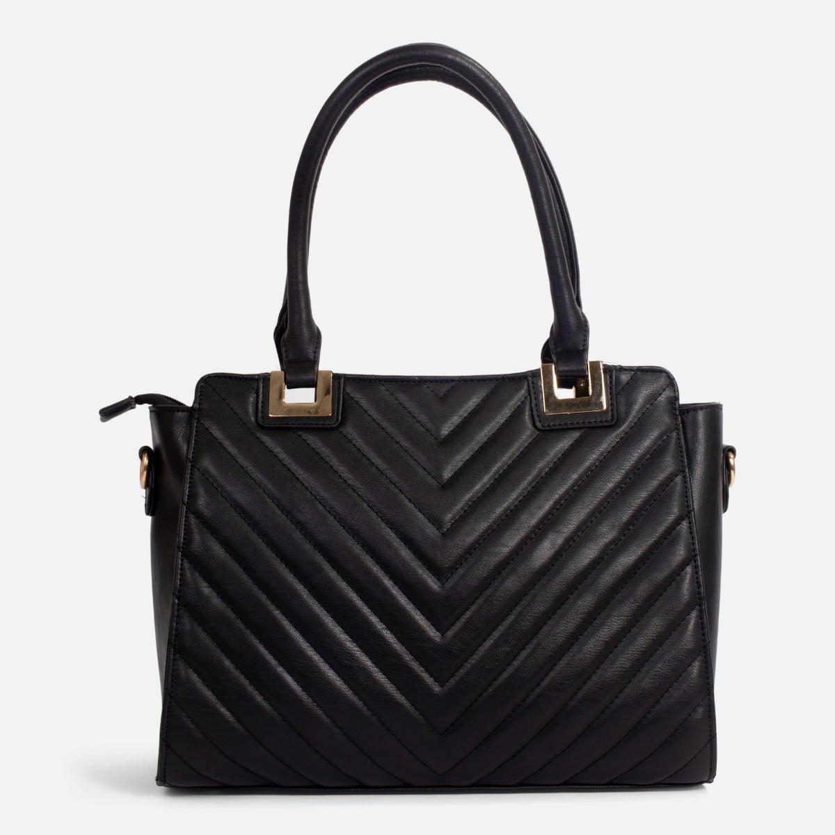 Sac rigide noir avec effet chevron matelassé