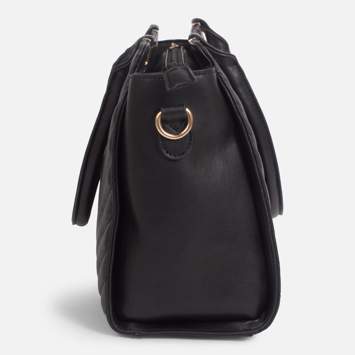 Sac rigide noir avec effet chevron matelassé