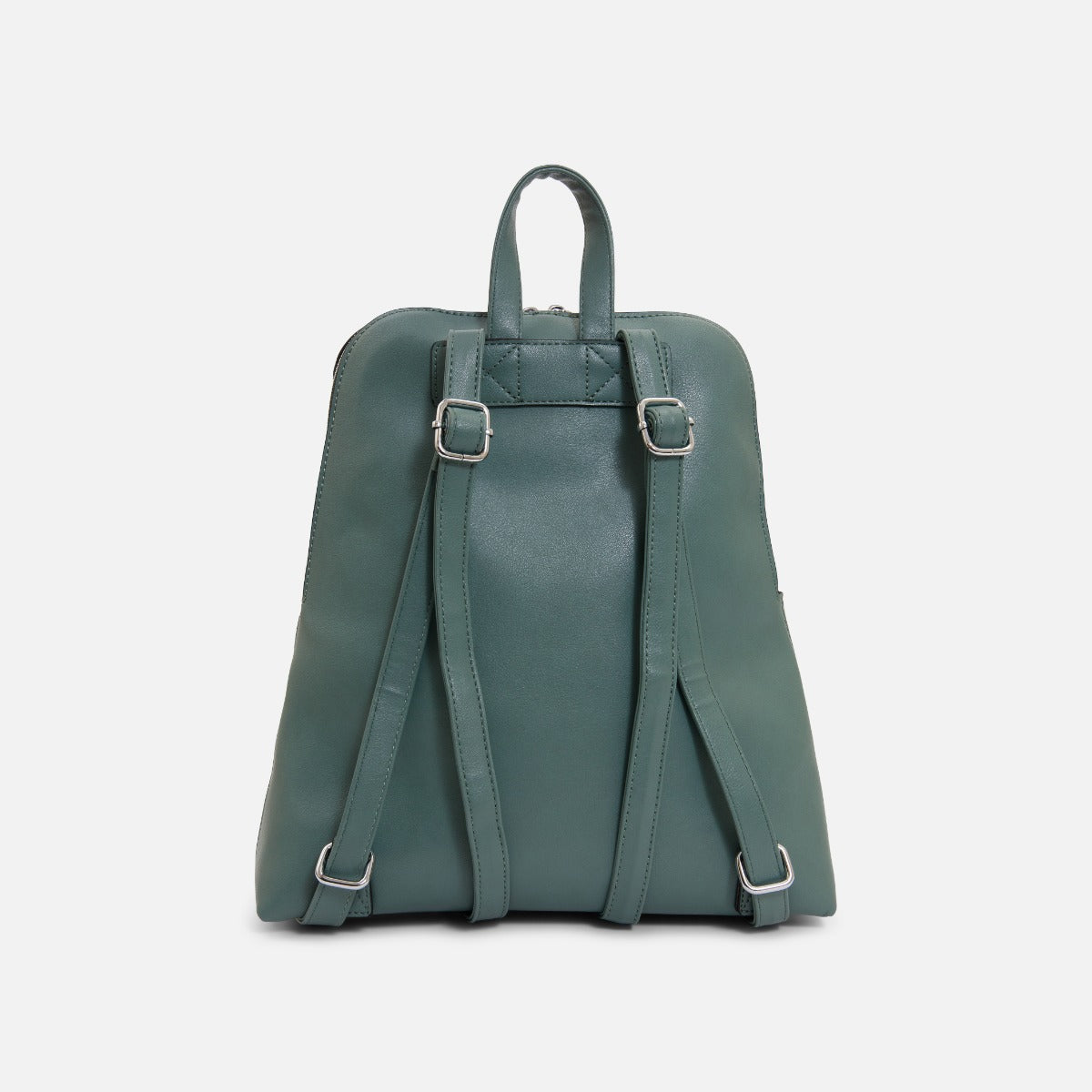 Green trapeze backpack with silver details