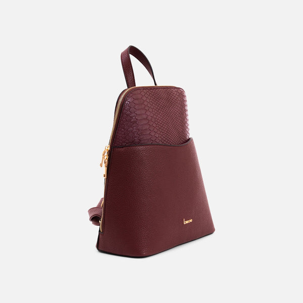 Load image into Gallery viewer, Burgundy leatherette backpack with front pocket
