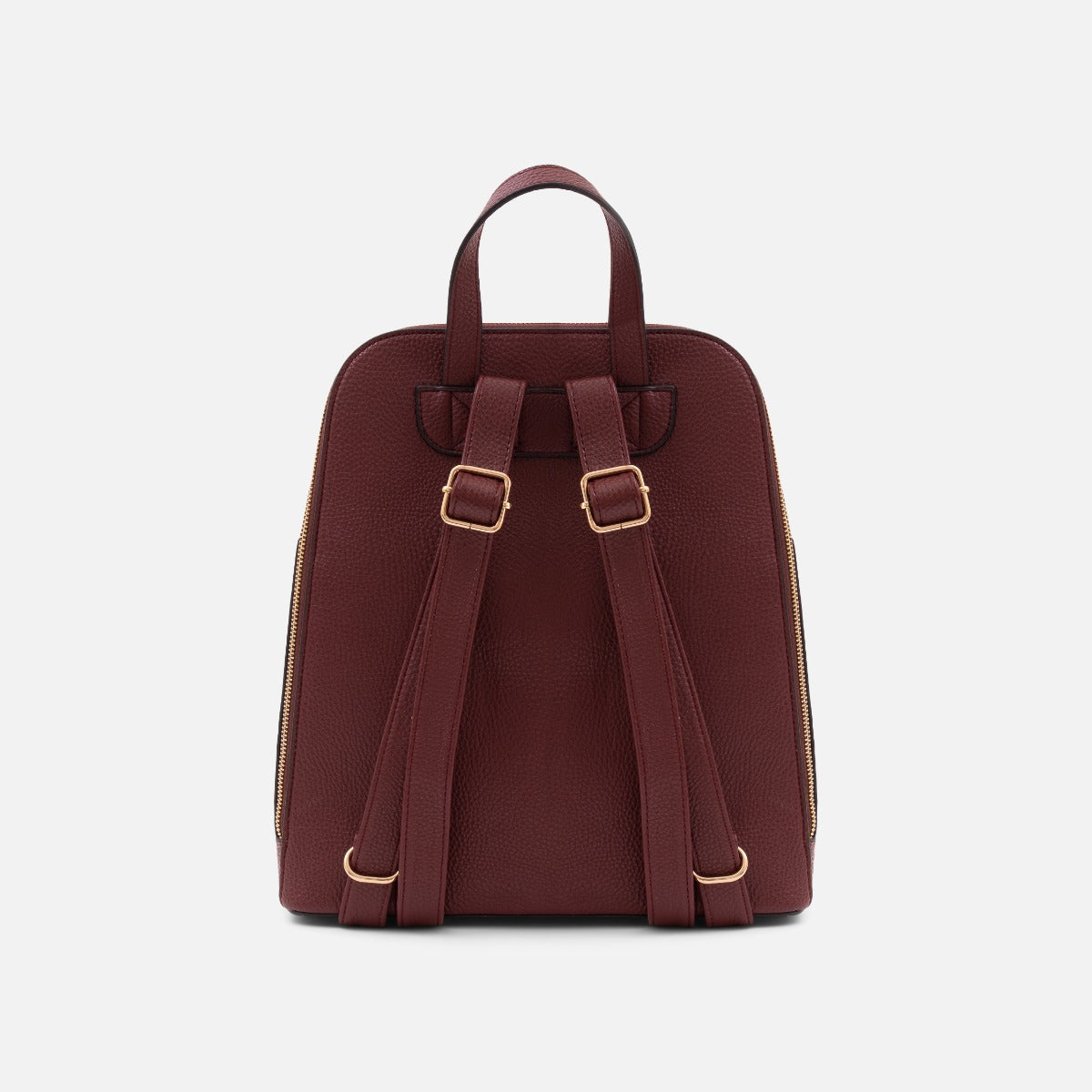 Burgundy leatherette backpack with front pocket