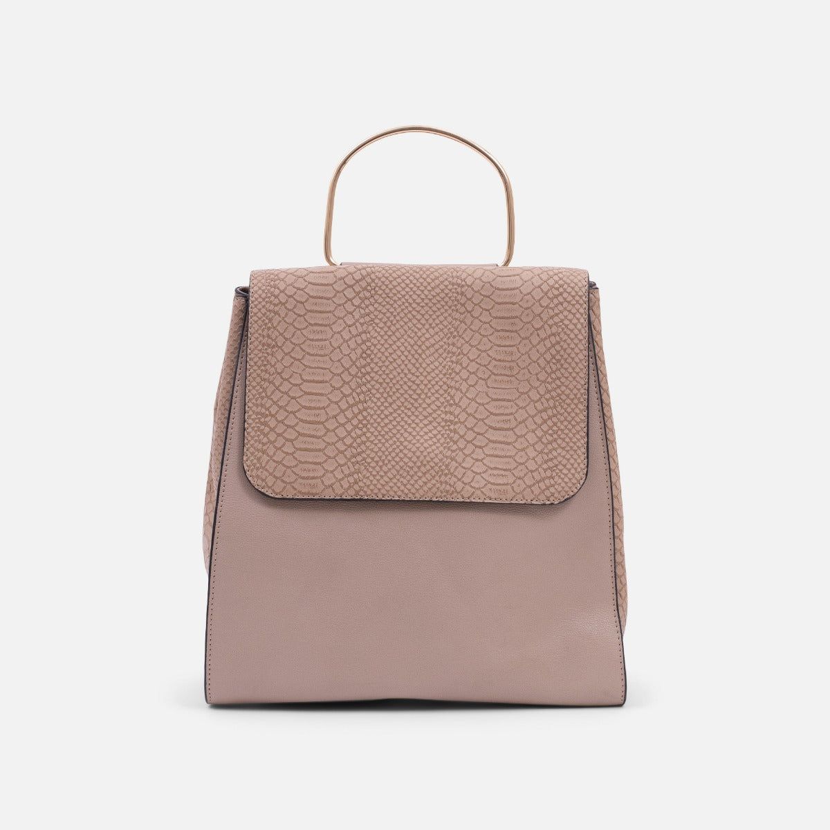 Beige backpack with a flap and snake effect