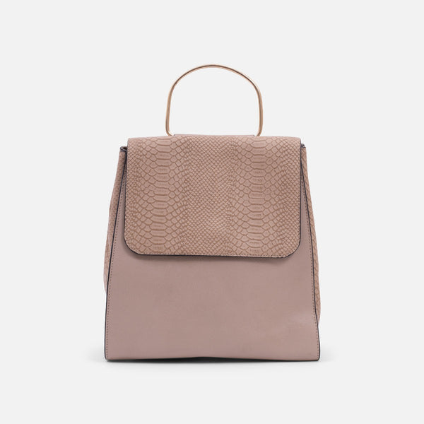 Load image into Gallery viewer, Beige backpack with a flap and snake effect
