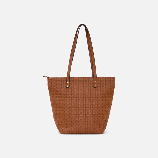 Load image into Gallery viewer, Camel braided straw effect tote bag
