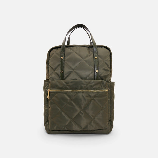 Load image into Gallery viewer, Khaki quilted backpack to insert laptop
