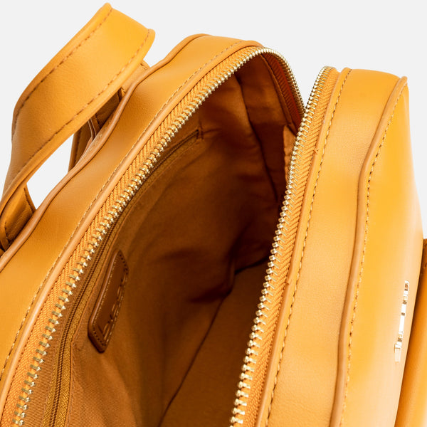 Load image into Gallery viewer, Ochre yellow backpack with front pocket
