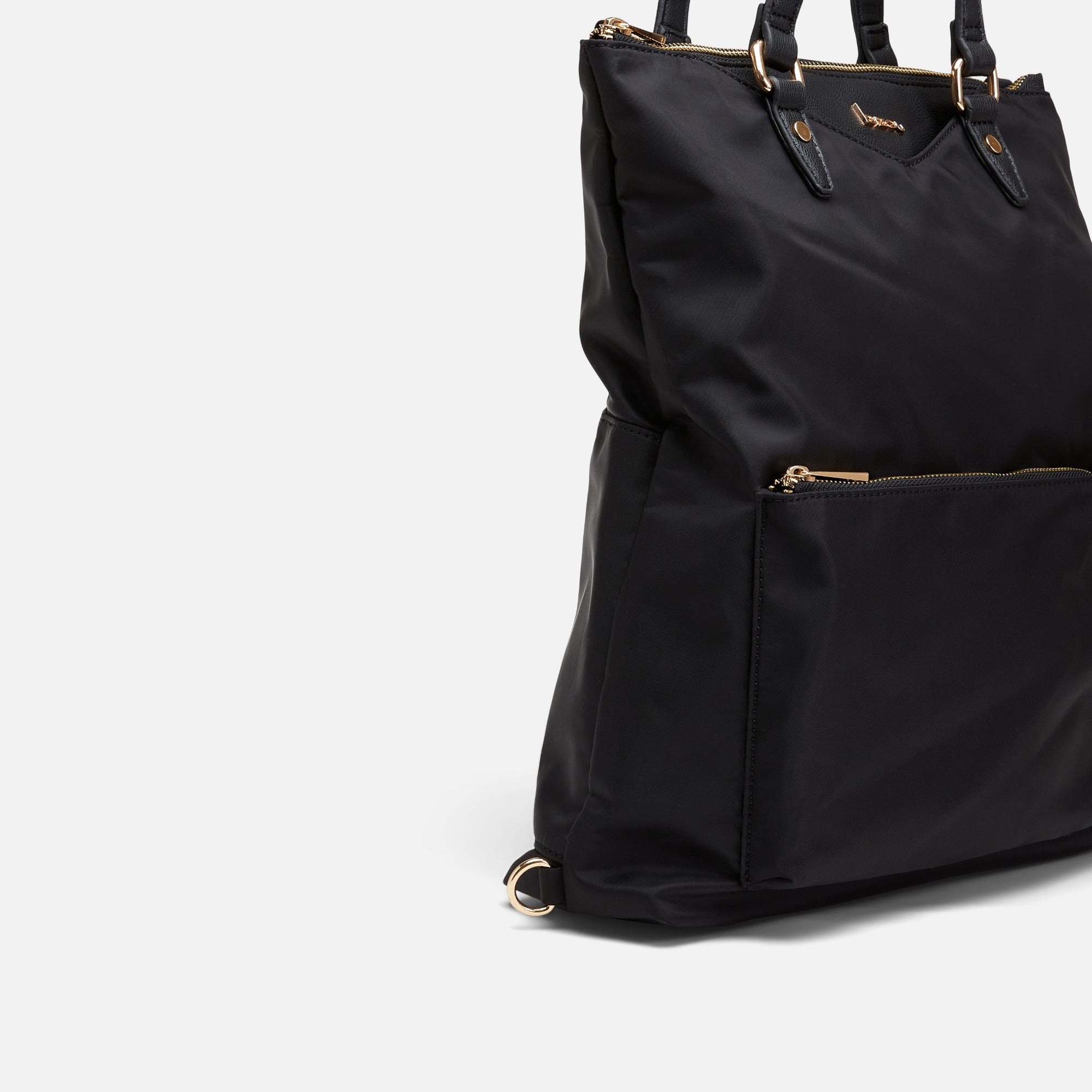 Sac à dos en nylon noir avec poignée amovible