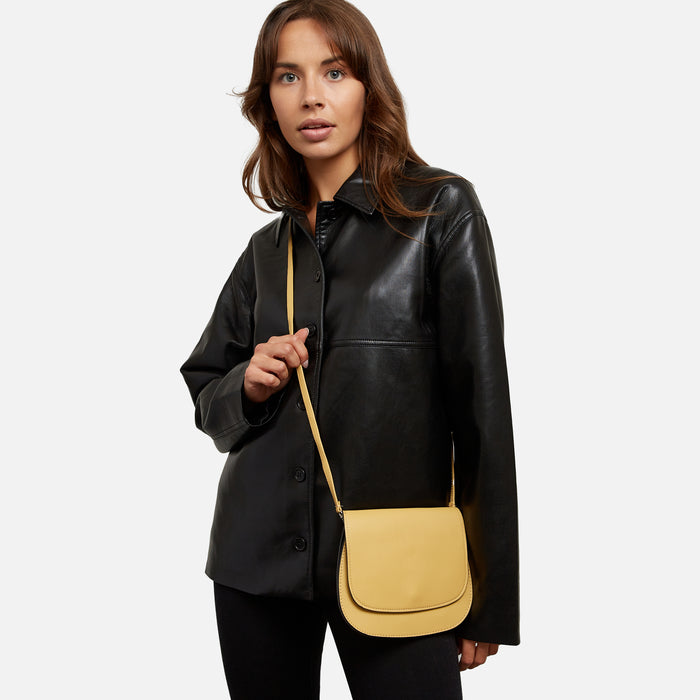 Sac à main jaune rond à bandoulière