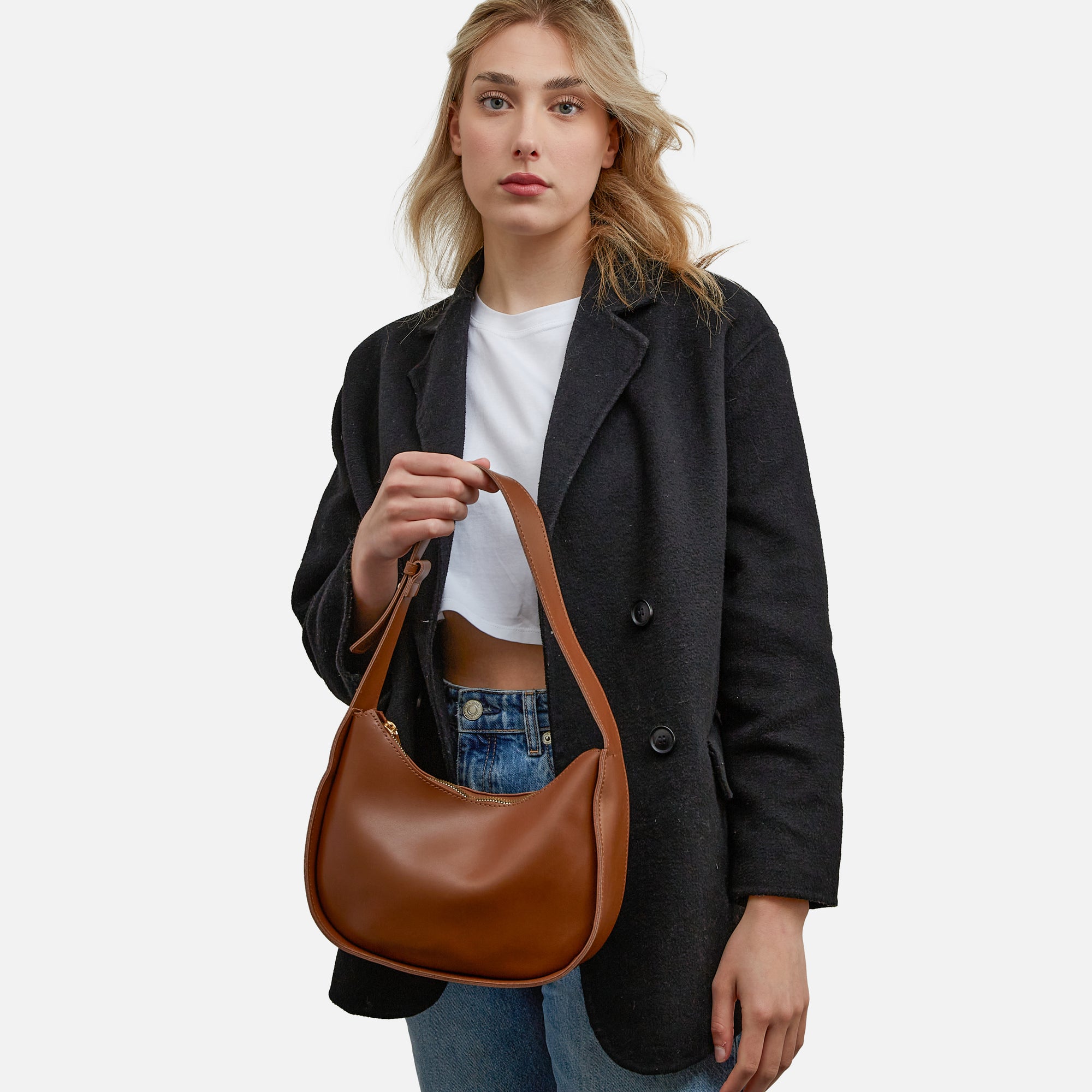 Brown handbag with handle