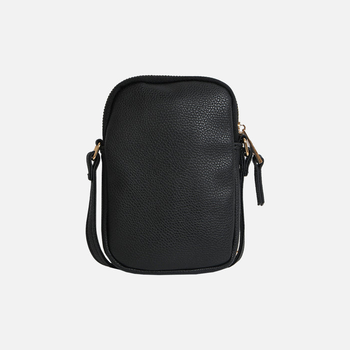 Petit sac à main noir matelassé à bandoulière pour téléphone cellulaire