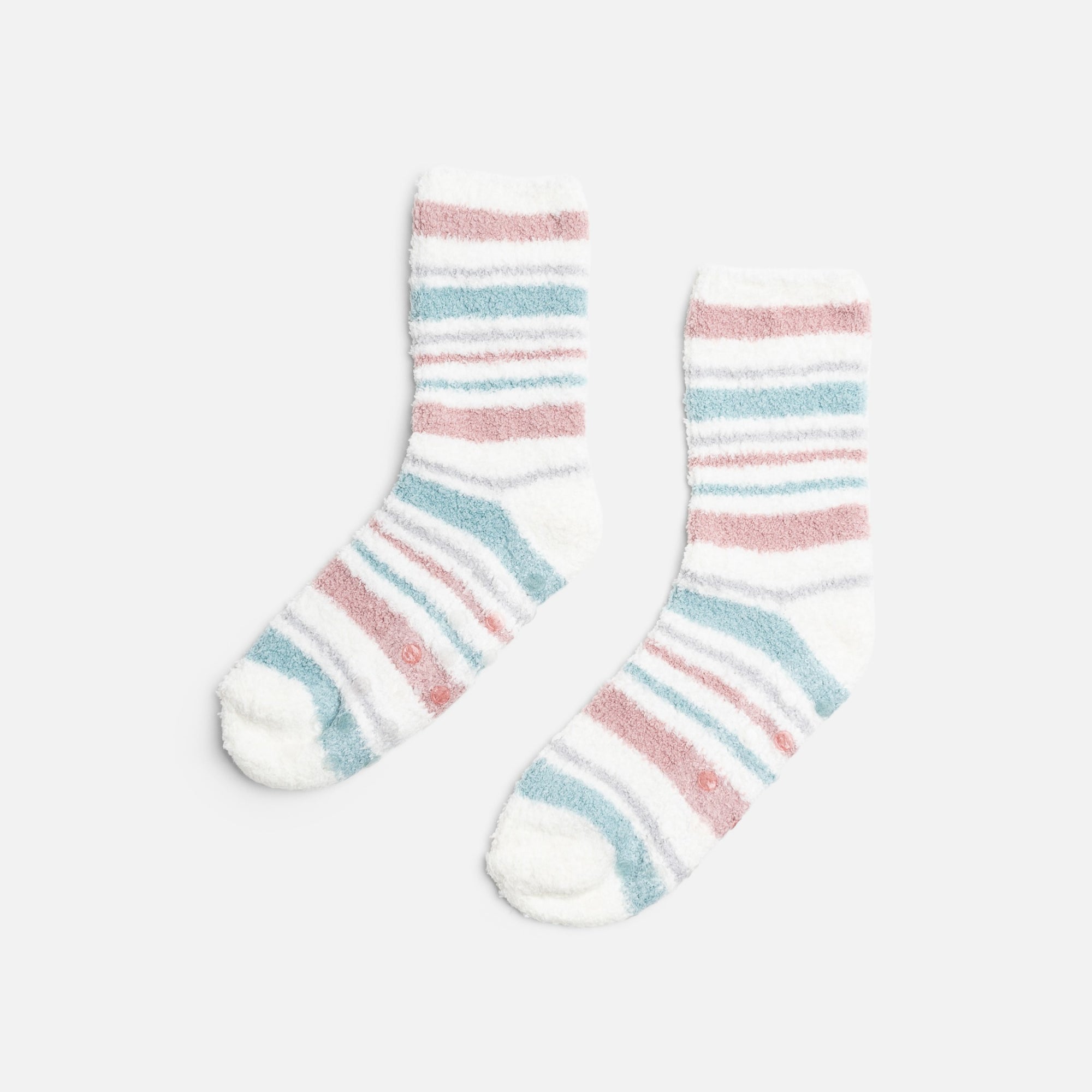 White cozy socks with colorful stripes