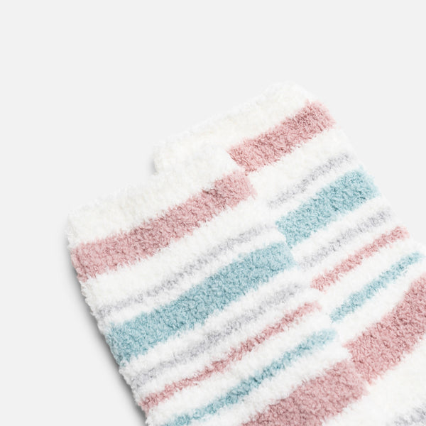 Load image into Gallery viewer, White cozy socks with colorful stripes
