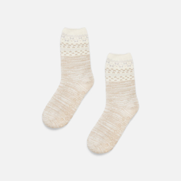 Load image into Gallery viewer, Beige slipper socks with norwegian pattern
