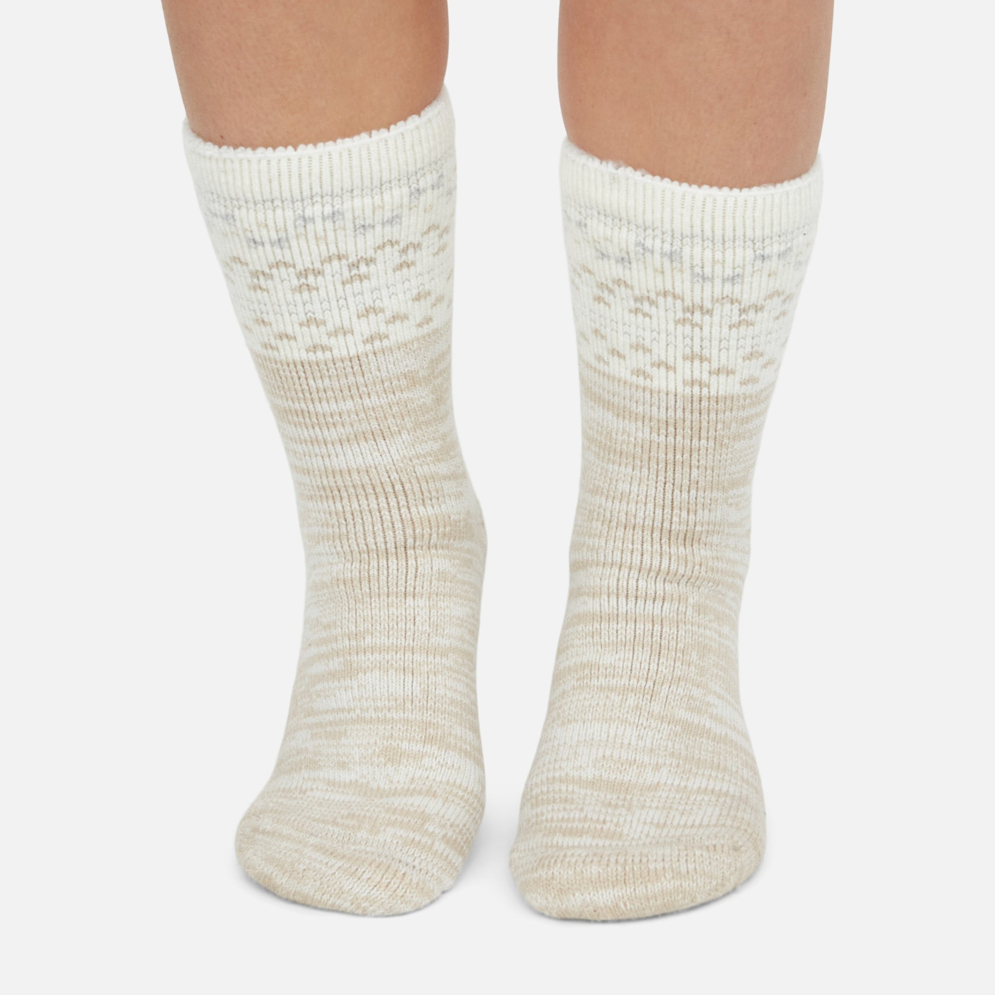 Beige slipper socks with norwegian pattern
