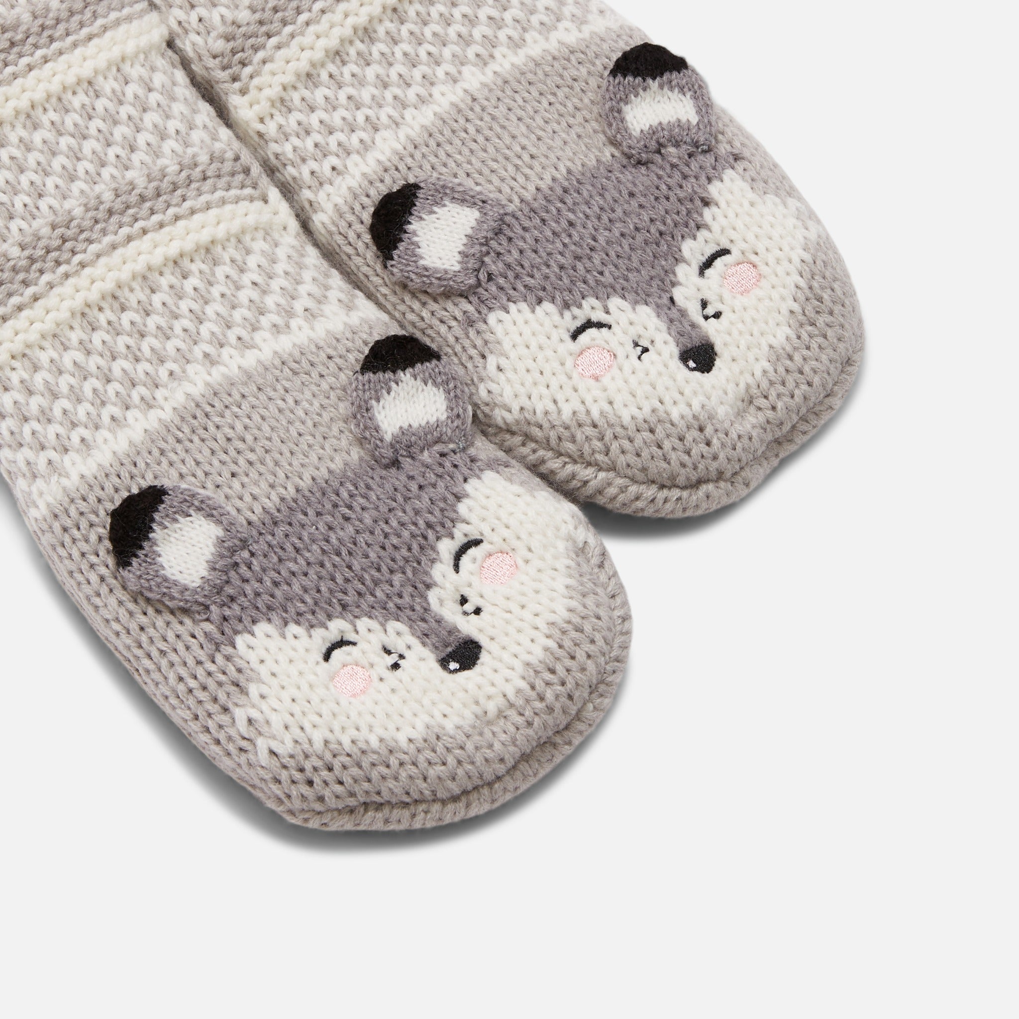 Grey slipper socks with fox