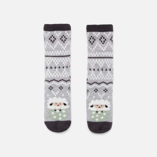 Load image into Gallery viewer, Grey slipper socks with sheep print
