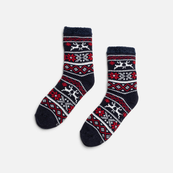 Load image into Gallery viewer, Navy socks with norwegian pattern

