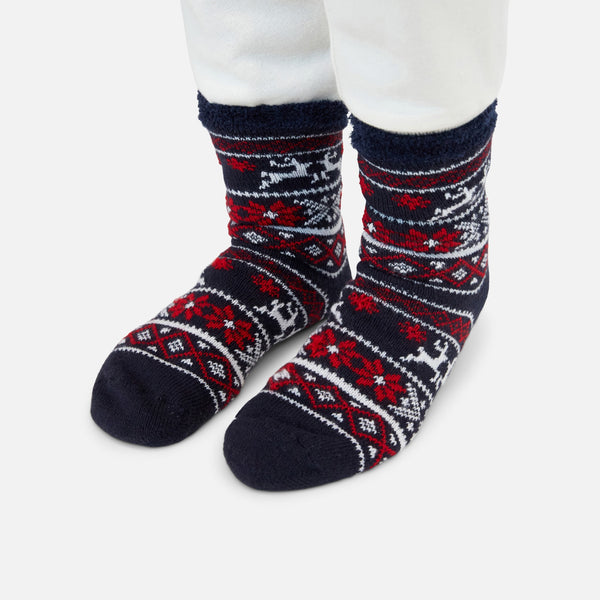 Load image into Gallery viewer, Navy socks with norwegian pattern
