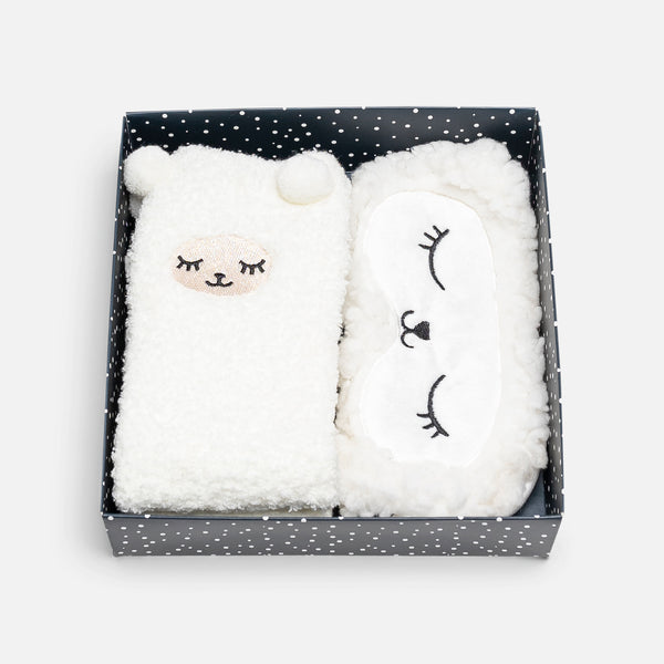 Load image into Gallery viewer, Cozy socks and sleeping mask with sheep 
