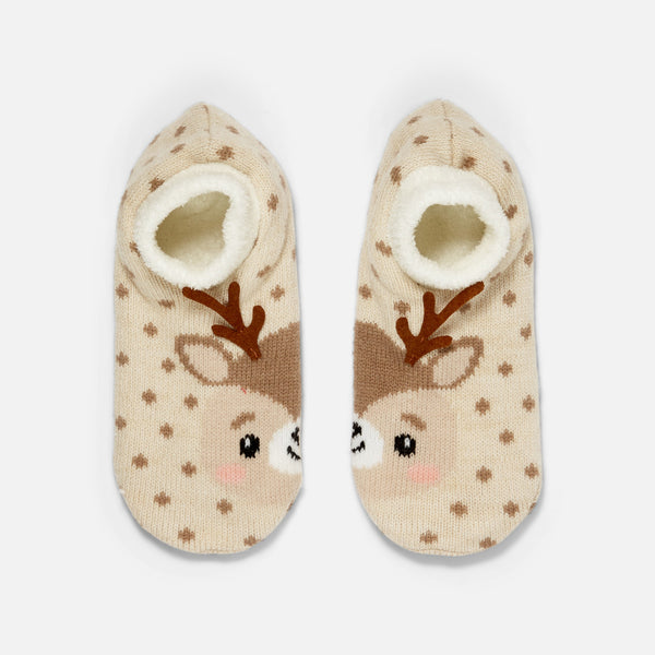Load image into Gallery viewer, Beige slippers with deer
