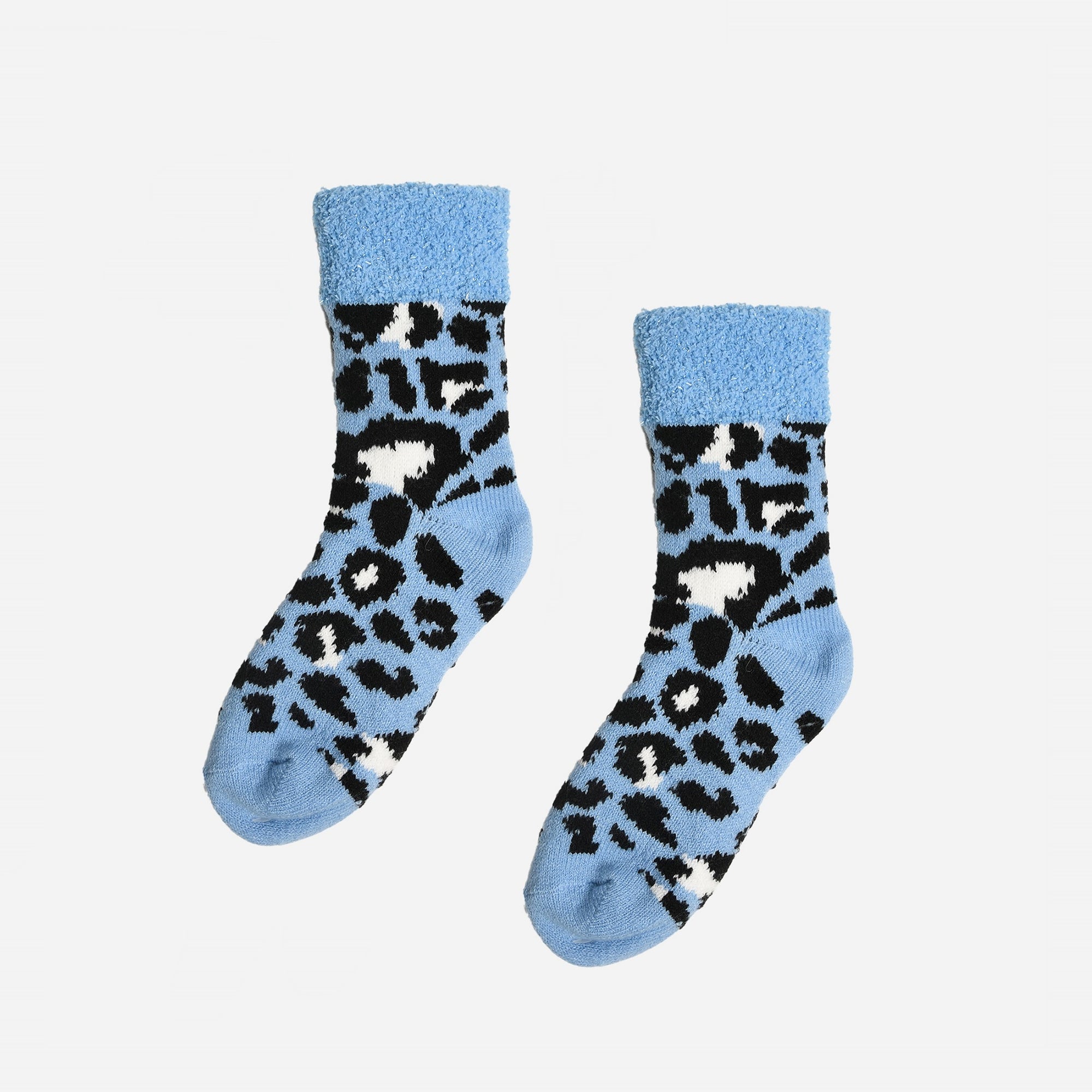 Bas douillets bleus pâles imprimé léopard