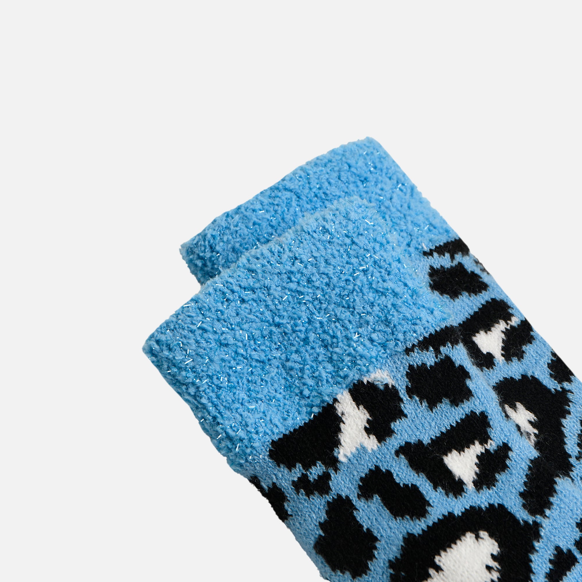 Bas douillets bleus pâles imprimé léopard