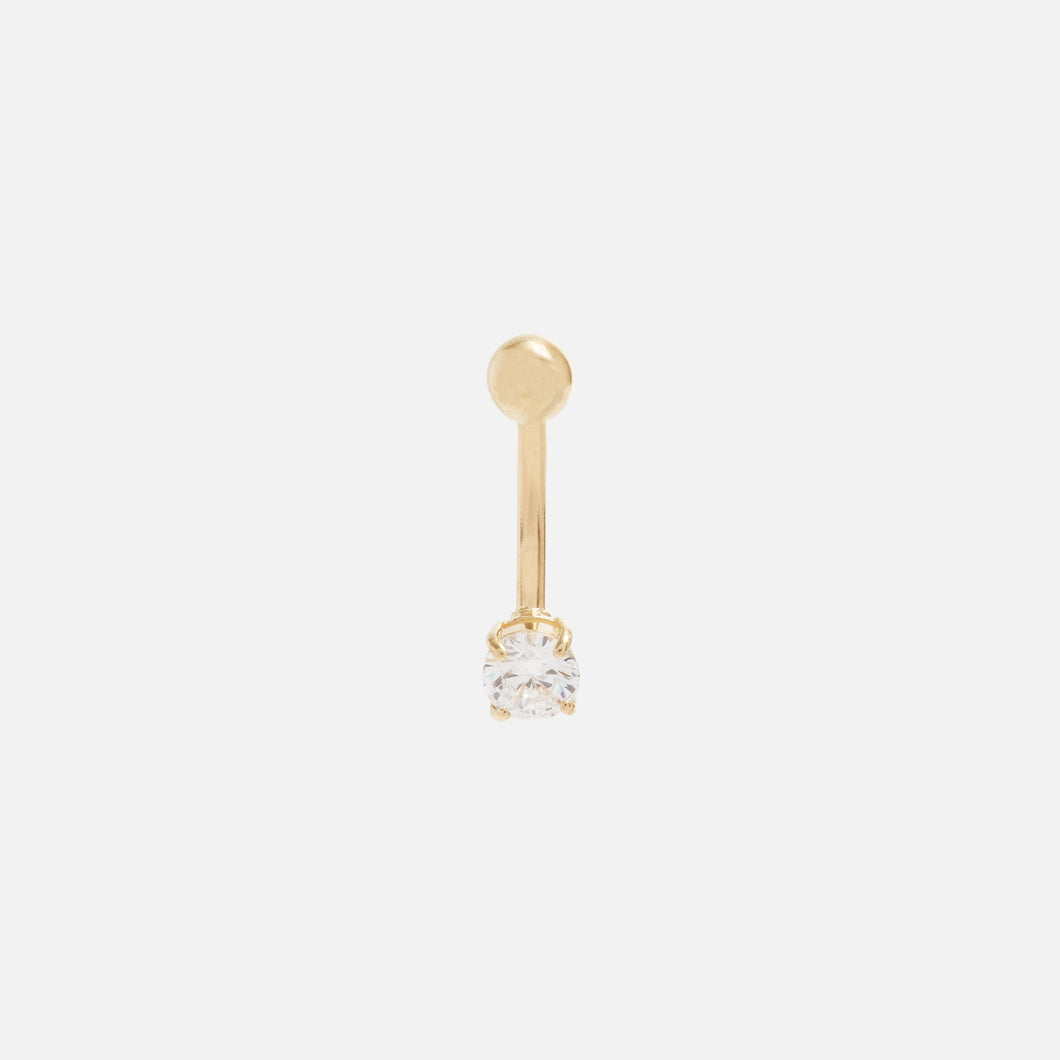 14k yellow gold belly button ring with stone
