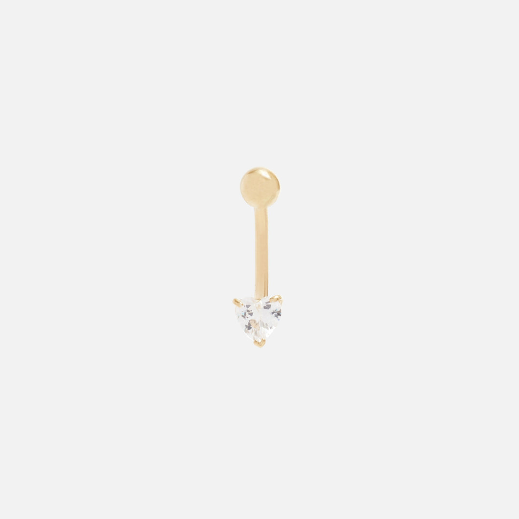 14k yellow gold belly button ring with heart