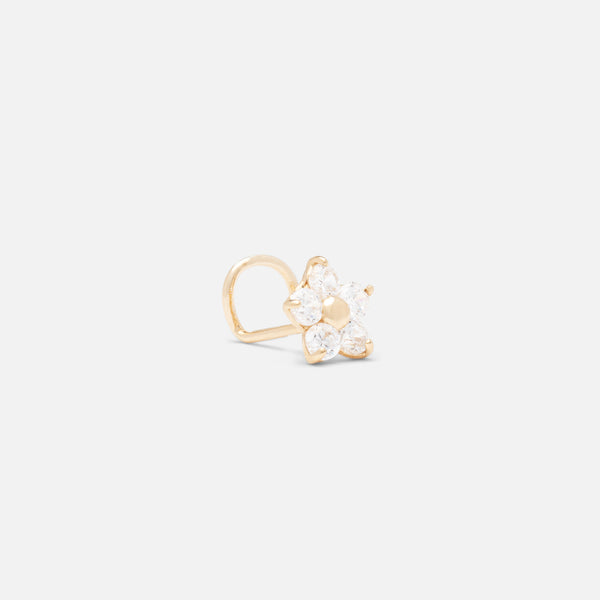 Load image into Gallery viewer, 14k yellow gold flower nose ring
