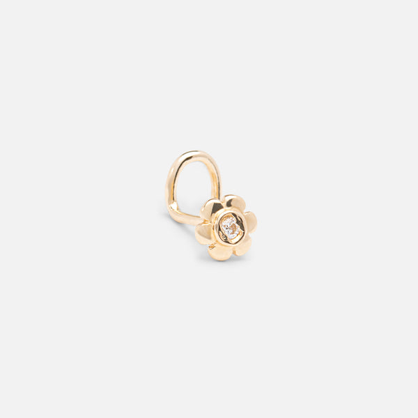 Load image into Gallery viewer, 14k yellow gold cubic zirconia flower nose stud
