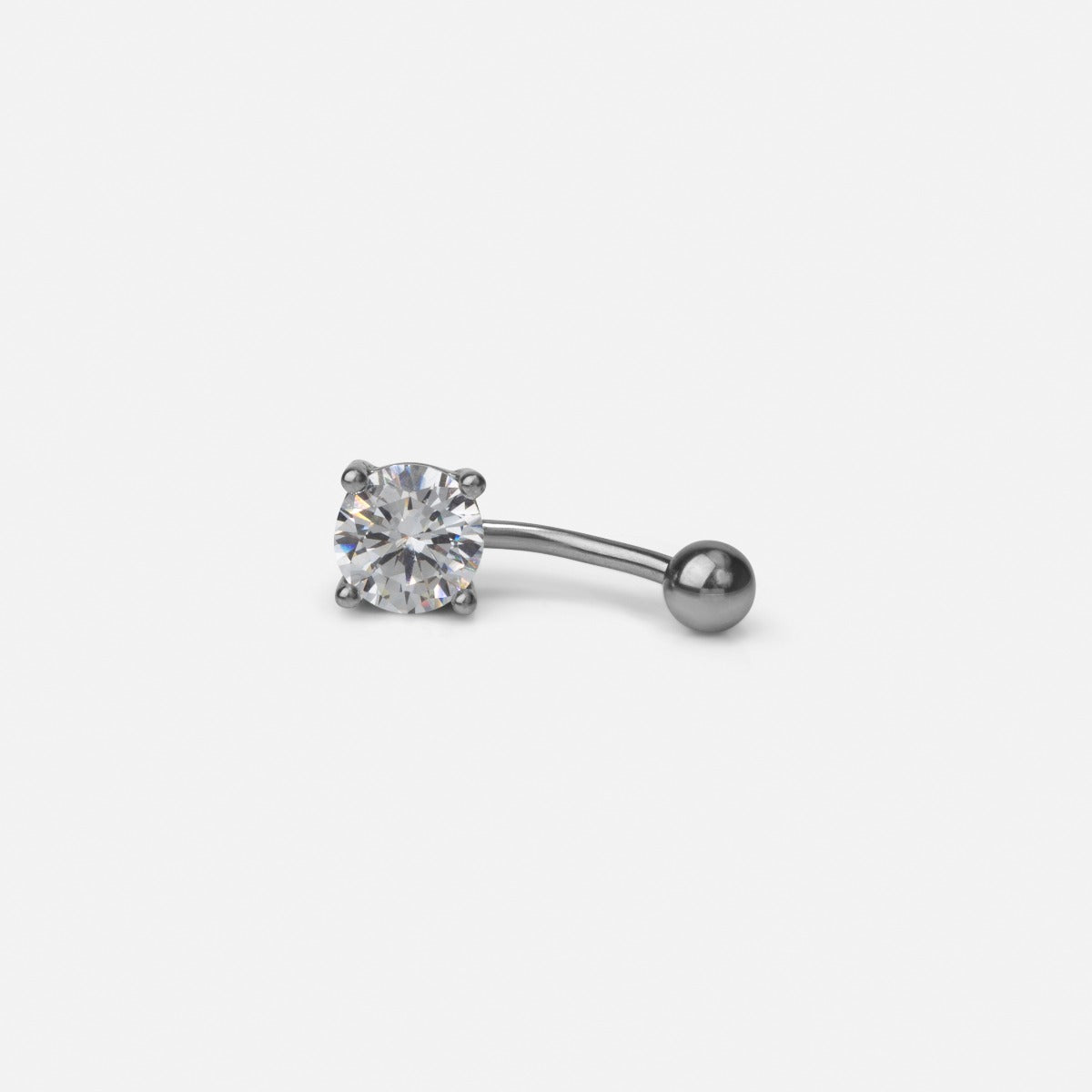 Stainless steel belly button ring with cubic zirconia stone   