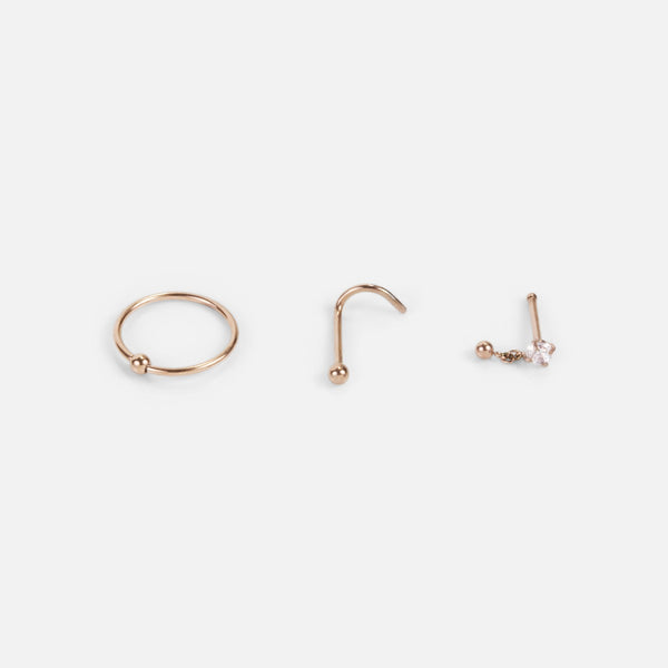 Load image into Gallery viewer, Rose gold stainless steel nose rings set

