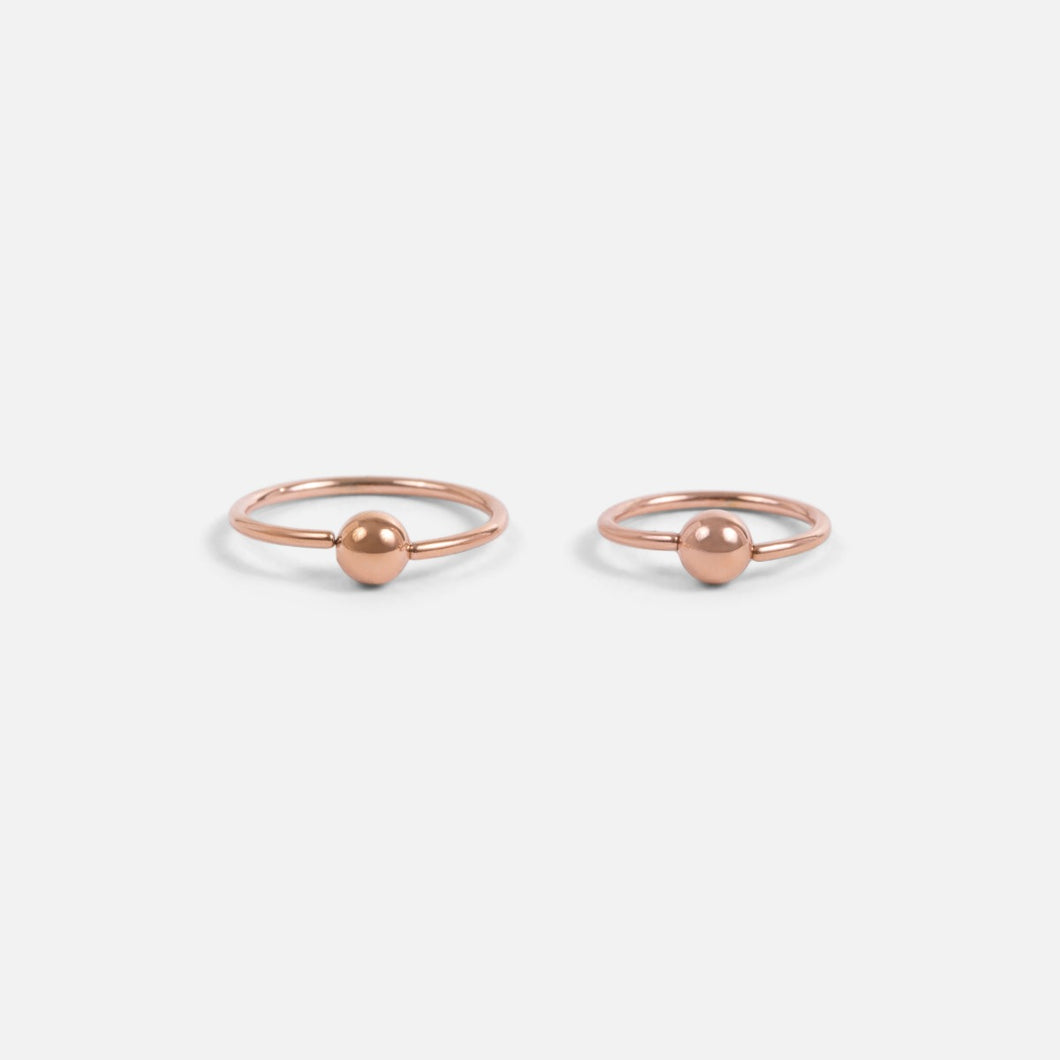 Set of 2 rose gold stainless steel nose rings