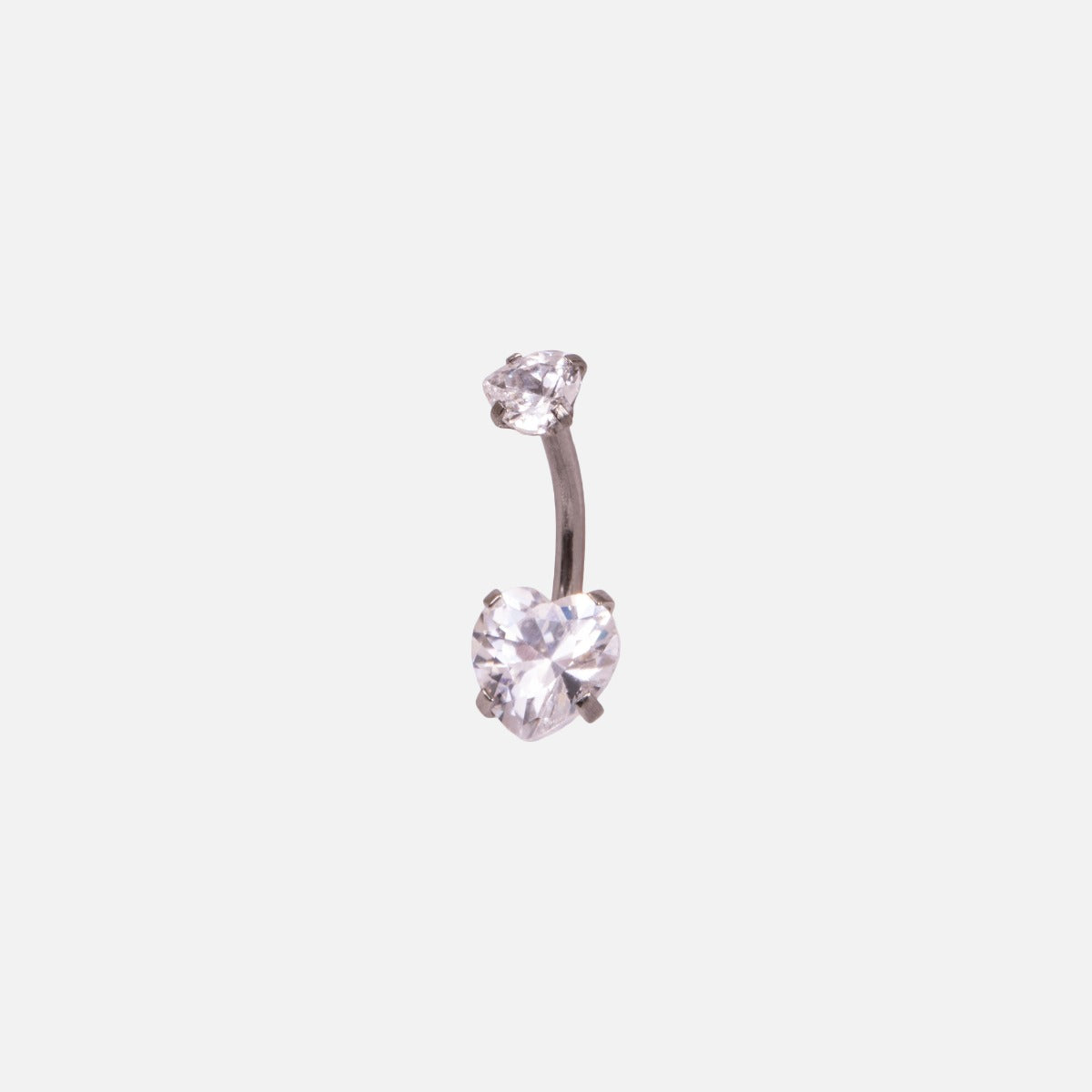 Stainless steel belly button ring with heart cubic zirconia