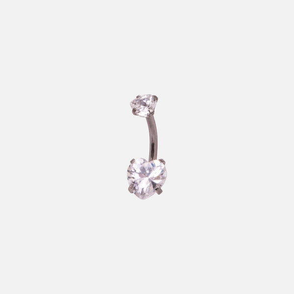 Load image into Gallery viewer, Stainless steel belly button ring with heart cubic zirconia
