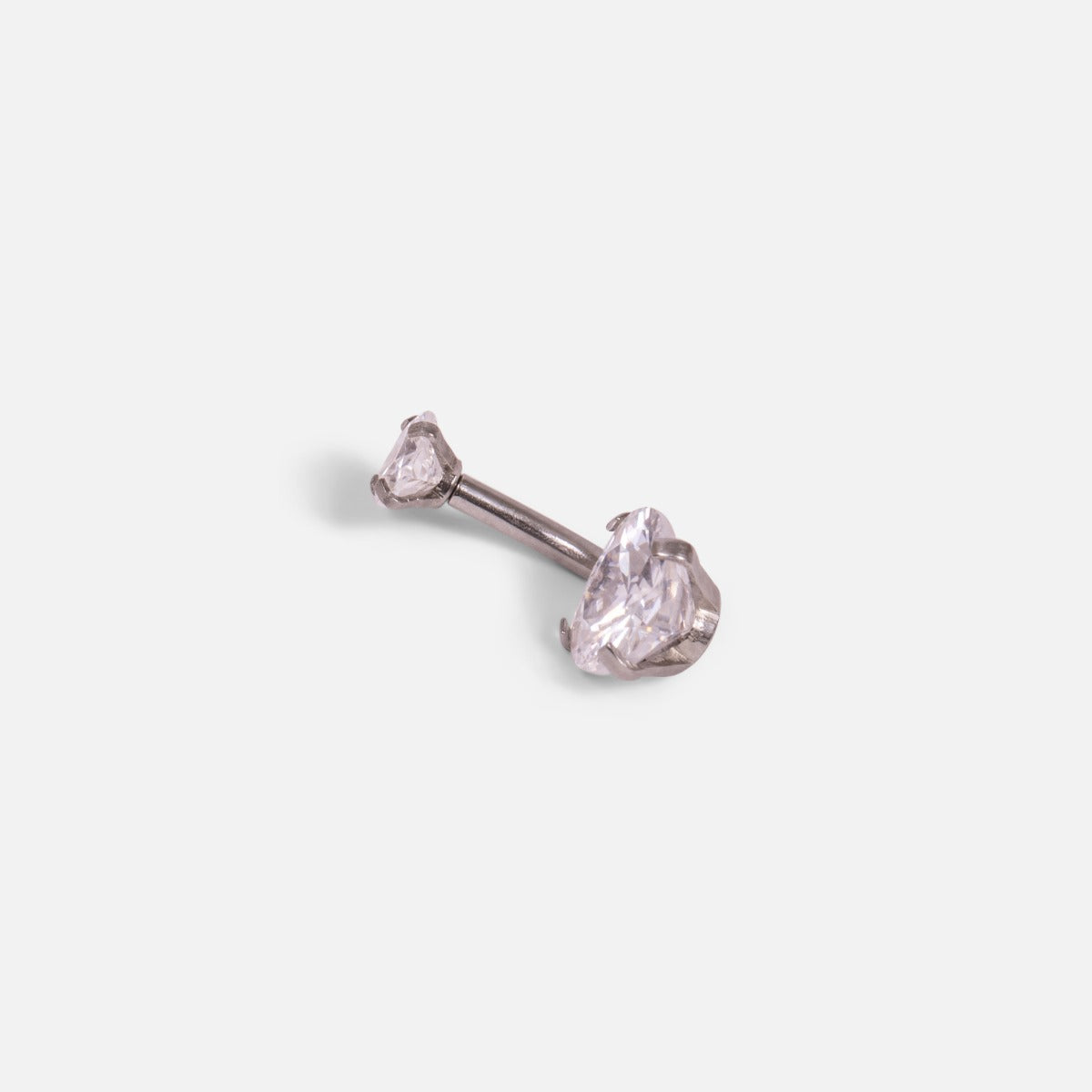 Stainless steel belly button ring with heart cubic zirconia