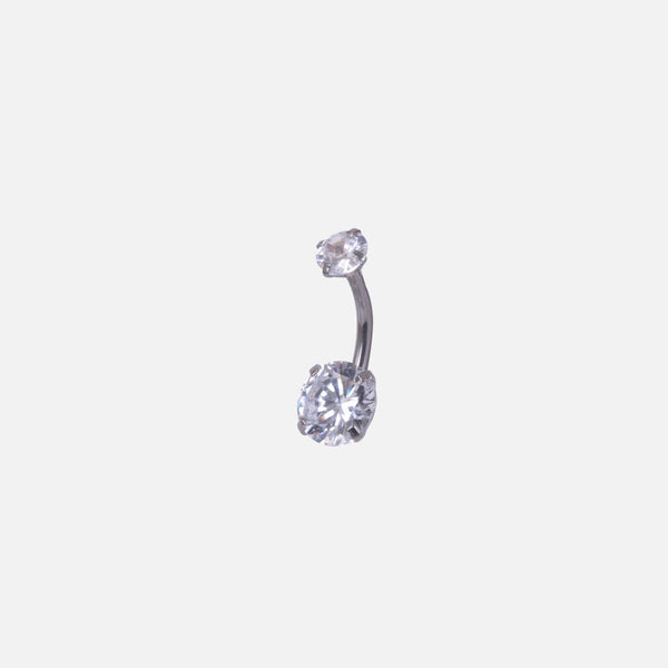 Load image into Gallery viewer, Stainless steel belly button ring with cubic zirconia

