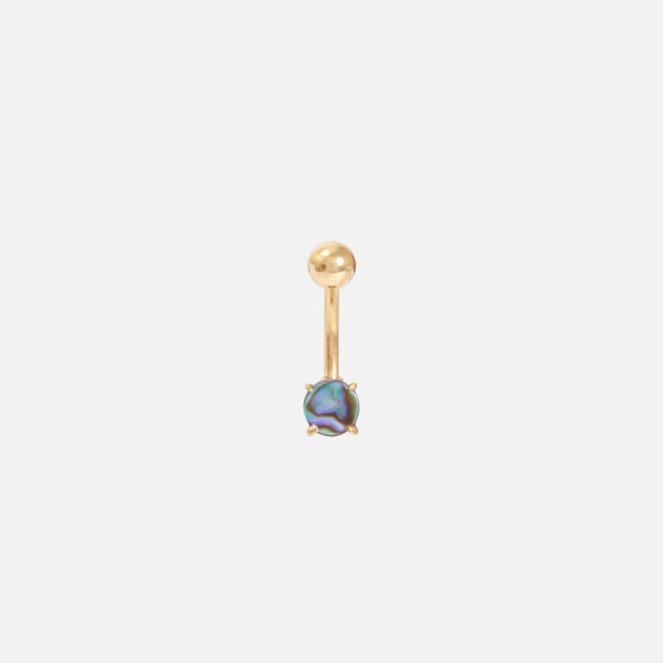 Load image into Gallery viewer, Golden stainless steel belly button ring with abalone stone
