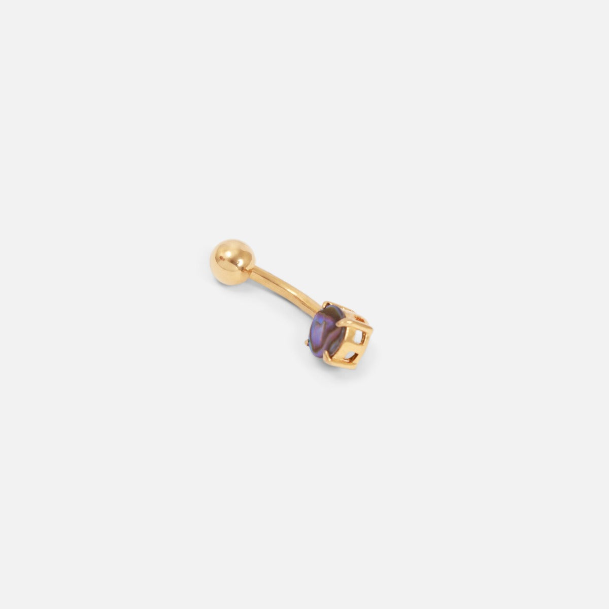 Golden stainless steel belly button ring with abalone stone